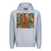 Heather Grey highland cow turquoise gemstones western patterns Premium Hoodie - BarkalooDesign
