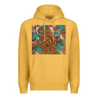 Mustard highland cow turquoise gemstones western patterns Premium Hoodie - BarkalooDesign
