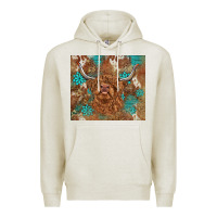 Oatmeal Heather highland cow turquoise gemstones western patterns Premium Hoodie - BarkalooDesign