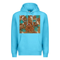 Ocean Blue highland cow turquoise gemstones western patterns Premium Hoodie - BarkalooDesign
