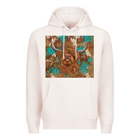 Pale Pink highland cow turquoise gemstones western patterns Premium Hoodie - BarkalooDesign