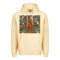 Pina Colada highland cow turquoise gemstones western patterns Premium Hoodie - BarkalooDesign