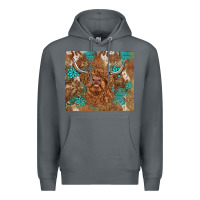 Rock highland cow turquoise gemstones western patterns Premium Hoodie - BarkalooDesign