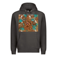 Smoke highland cow turquoise gemstones western patterns Premium Hoodie - BarkalooDesign