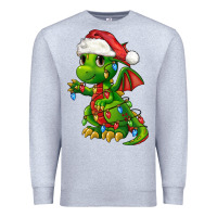 Heather Grey Christmas Cute Dragon Premium Sweatshirt - FaDigitalArtStudio
