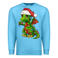 Ocean Blue Christmas Cute Dragon Premium Sweatshirt - FaDigitalArtStudio