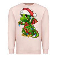 Pale Pink Christmas Cute Dragon Premium Sweatshirt - FaDigitalArtStudio
