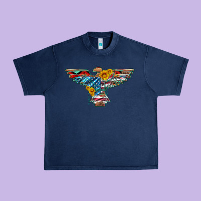 Thunderbird With Usa Flag And Sunflowers Urban Heavy Tee Designed By Artiststas