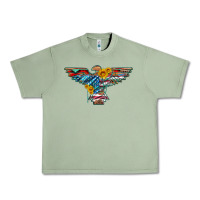 Oil Green thunderbird with usa flag and sunflowers Urban Heavy Tee - Artiststas