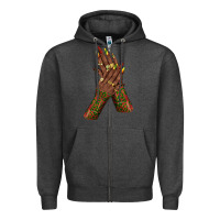 Charcoal Heather juneteenth nail art with afro hand Zipper Hoodie - texasbilliewilder
