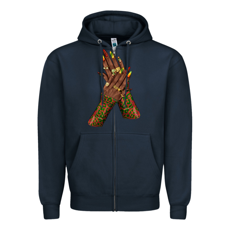 Juneteenth Nail Art With Afro Hand Zipper Hoodie by texasbilliewilder | Teevron