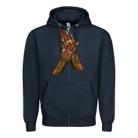 Navy juneteenth nail art with afro hand Zipper Hoodie - texasbilliewilder