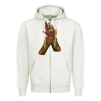 Oatmeal Heather juneteenth nail art with afro hand Zipper Hoodie - texasbilliewilder