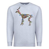 Heather Grey christmas deer skeleton Premium Sweatshirt - FaDigitalArtStudio