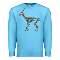 Ocean Blue christmas deer skeleton Premium Sweatshirt - FaDigitalArtStudio