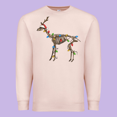 Christmas Deer Skeleton Premium Sweatshirt Designed By Fadigitalartstudio