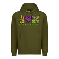 Army Green peace love mardi gras Premium Hoodie - Jasminsmagicworld
