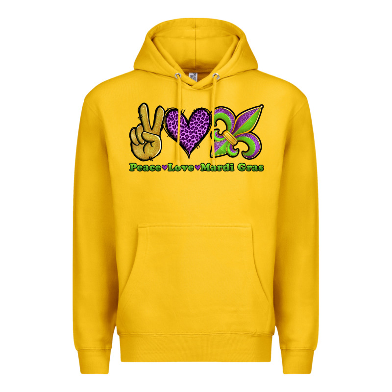Peace Love Mardi Gras Premium Hoodie by Jasminsmagicworld | Teevron
