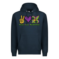 Navy peace love mardi gras Premium Hoodie - Jasminsmagicworld