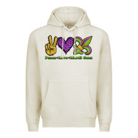 Oatmeal Heather peace love mardi gras Premium Hoodie - Jasminsmagicworld
