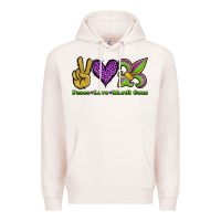 Pale Pink peace love mardi gras Premium Hoodie - Jasminsmagicworld