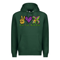 Sports Green peace love mardi gras Premium Hoodie - Jasminsmagicworld