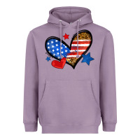 Lavender American flag heart leopard Heavyweight Hoodie - Neo Western