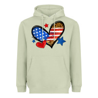 Matcha American flag heart leopard Heavyweight Hoodie - Neo Western