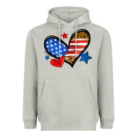 Moon Dust American flag heart leopard Heavyweight Hoodie - Neo Western