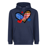 Navy American flag heart leopard Heavyweight Hoodie - Neo Western