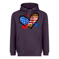 Plum American flag heart leopard Heavyweight Hoodie - Neo Western