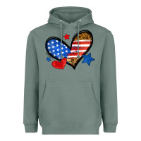 Sage American flag heart leopard Heavyweight Hoodie - Neo Western