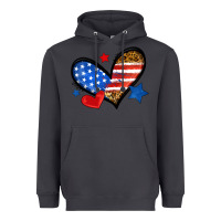 Smoke American flag heart leopard Heavyweight Hoodie - Neo Western