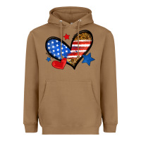 Toasted Coconut American flag heart leopard Heavyweight Hoodie - Neo Western