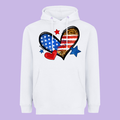 American Flag Heart Leopard Heavyweight Hoodie Designed By Neo Western