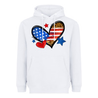 White American flag heart leopard Heavyweight Hoodie - Neo Western
