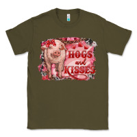 Army Green Valentines Day Pig Hogs And Kisses Classic Tee - RanaPortraitStore