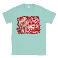 Seafoam Valentines Day Pig Hogs And Kisses Classic Tee - RanaPortraitStore
