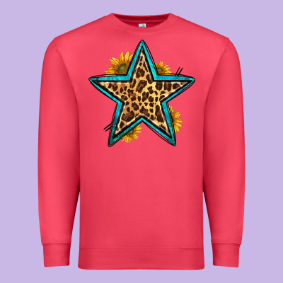 Western Leopard Star Premium Sweatshirt Designed By Hra Design Shop