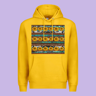 Sunflowers Leopard Cowhide Turquoise Premium Hoodie Designed By Barkaloodesign