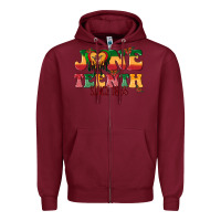 Burgundy juneteenth since 1865 with heart Zipper Hoodie - texasbilliewilder