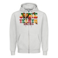 Dove Grey juneteenth since 1865 with heart Zipper Hoodie - texasbilliewilder