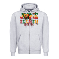 Heather Grey juneteenth since 1865 with heart Zipper Hoodie - texasbilliewilder