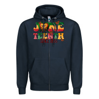 Navy juneteenth since 1865 with heart Zipper Hoodie - texasbilliewilder