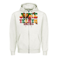 Oatmeal Heather juneteenth since 1865 with heart Zipper Hoodie - texasbilliewilder