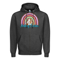 Charcoal Heather happy easter rainbow bunny Zipper Hoodie - RanaPortraitStore