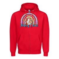 Red happy easter rainbow bunny Zipper Hoodie - RanaPortraitStore