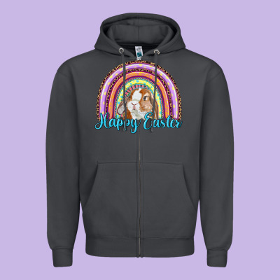 Zipper Hoodie happy easter rainbow bunny