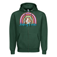 Sports Green happy easter rainbow bunny Zipper Hoodie - RanaPortraitStore