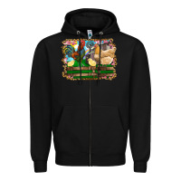 Black Happy easter rooster chicken and chick Zipper Hoodie - RanaPortraitStore